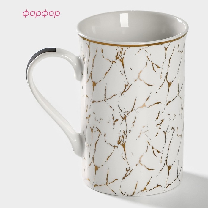 Кружка фарфоровая Доляна Gold, 300 мл, цвет белый Кружка фарфоровая Доляна Gold, 300 мл, цвет белый