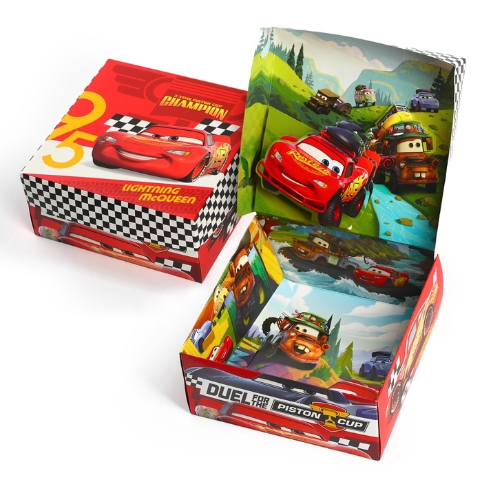 Коробка подарочная складная с 3Д &laquo;Чемпион&raquo;, Тачки, 15 х 15 х 7 см