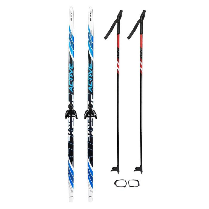 Комплект лыжный: пластиковые лыжи 160 см с насечкой, стеклопластиковые палки 120 см, крепления NN75 мм, цвета МИКС Комплект лыжный: пластиковые лыжи 160 см с насечкой, стеклопластиковые палки 120 см, крепления NN75 мм, цвета МИКС