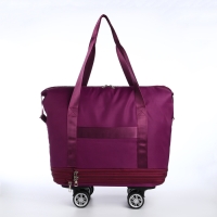 Сумка дорожная 20" на съемных колёсах, отдел на молнии, с увеличением, 3 наружных кармана, держатель для чемодана, цвет фиолетовый Сумка дорожная 20" на съемных колёсах, отдел на молнии, с увеличением, 3 наружных кармана, держатель для чемодана, цвет фиолетовый