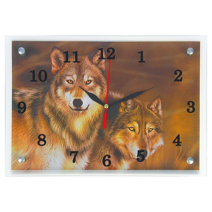 Часы-картина настенные, интерьерные Часы-картина настенные, интерьерные "Волки" бесшумные, 25 х 35 см