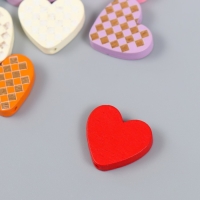 Набор бусин для творчества дерево "Сердце в клеточку" набор 10 шт 2х2х0,5 см