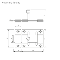 Задвижка дверная ЗД 002, 75 мм, оцинкованная