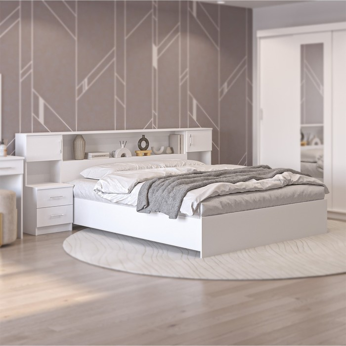 Спальный гарнитур Бася (Комплект 7 предметов), Белый