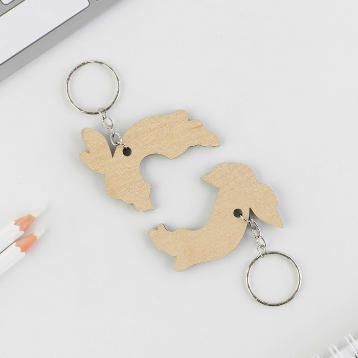 Брелок для ключей парный &laquo;Зайчики&raquo;, деревянный, 9 х 15 см