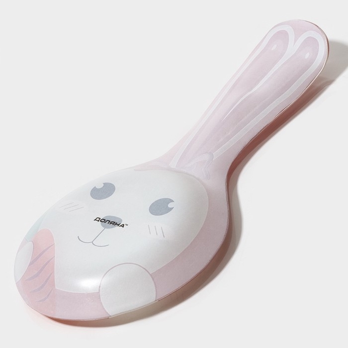 Подставка стеклянная под ложку Доляна &laquo;Зайка и морковка&raquo;, цвет розовый