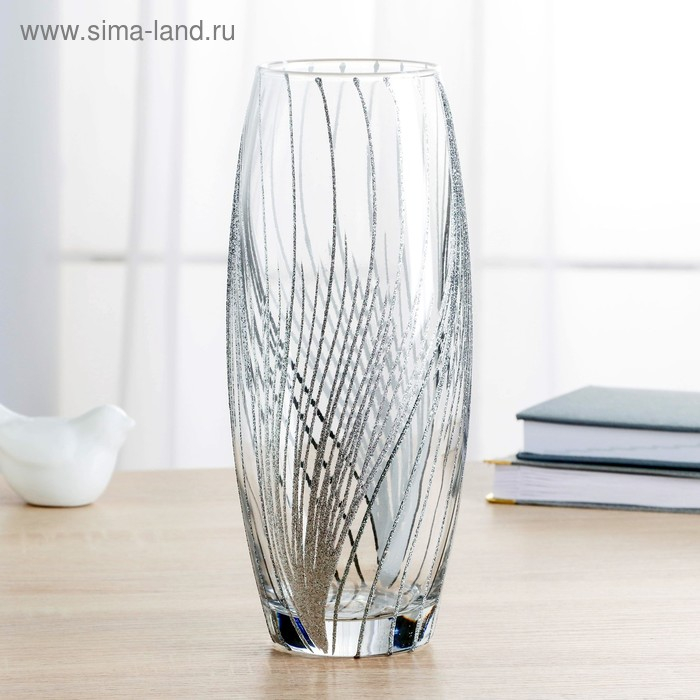 Ваза "Роскошное серебро" 8х11х26 см прозрачная