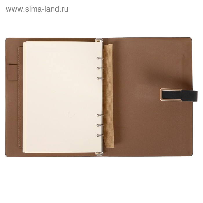 Органайзер на кольцах А5, 90 листов в линейку, с хлястиком, МИКС