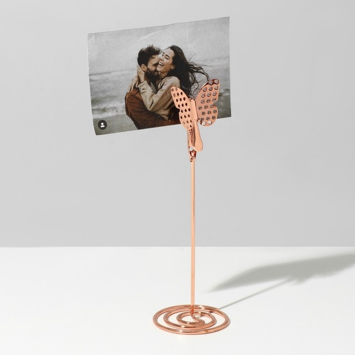 Ценникодержатель с зажимом «Бабочка», 4,5×4,5×13 см, цвет розовое золото Ценникодержатель с зажимом «Бабочка», 4,5×4,5×13 см, цвет розовое золото