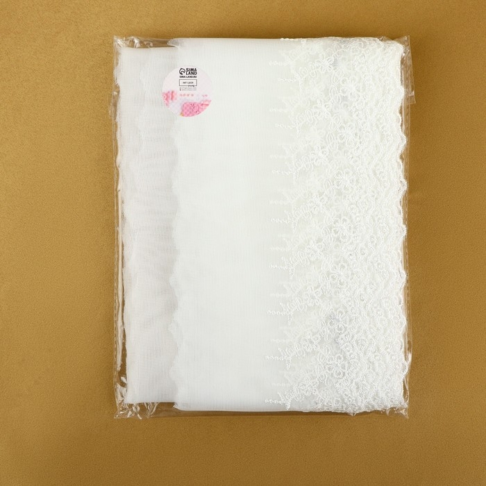 Кружево на сетке, 110 мм &times; 9 &plusmn; 0,5 м, цвет белый