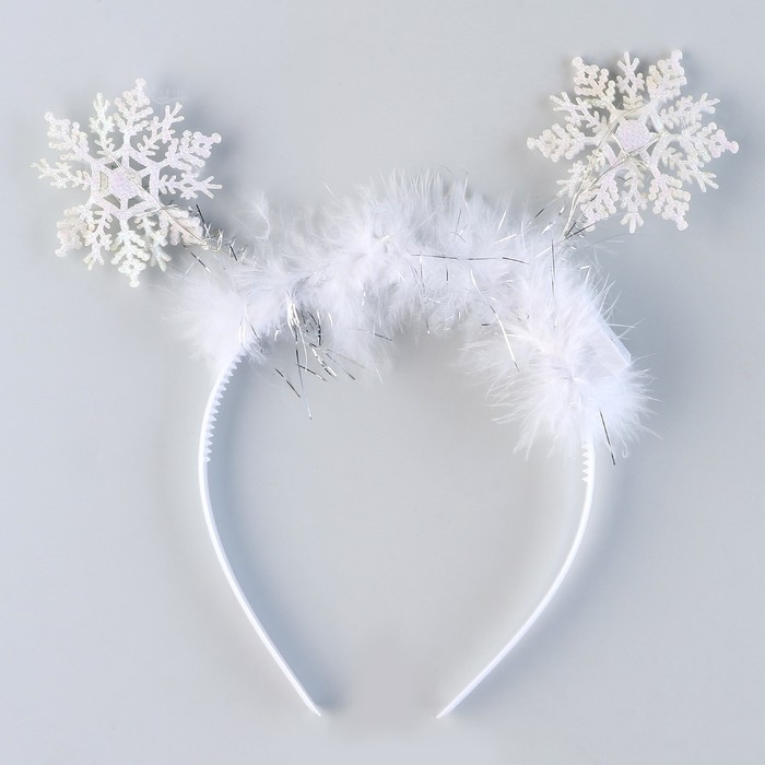 Новый год! Ободок для волос карнавальный &laquo;Снежинка 2&raquo; с голубыми диодами
