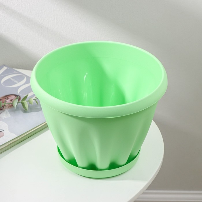 Горшок для цветов с поддоном &laquo;Знатный&raquo;, 3,9 л, d=22,5 см, зелёный