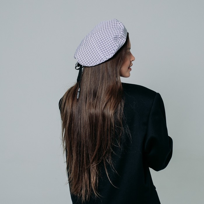 Берет в клетку, цвет серый, р-р 56см Берет в клетку, цвет серый, р-р 56см