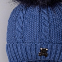 Шапка вязаная детская, цвет синий, размер 35-38см (1-3 мес.) Шапка вязаная детская, цвет синий, размер 35-38см (1-3 мес.)