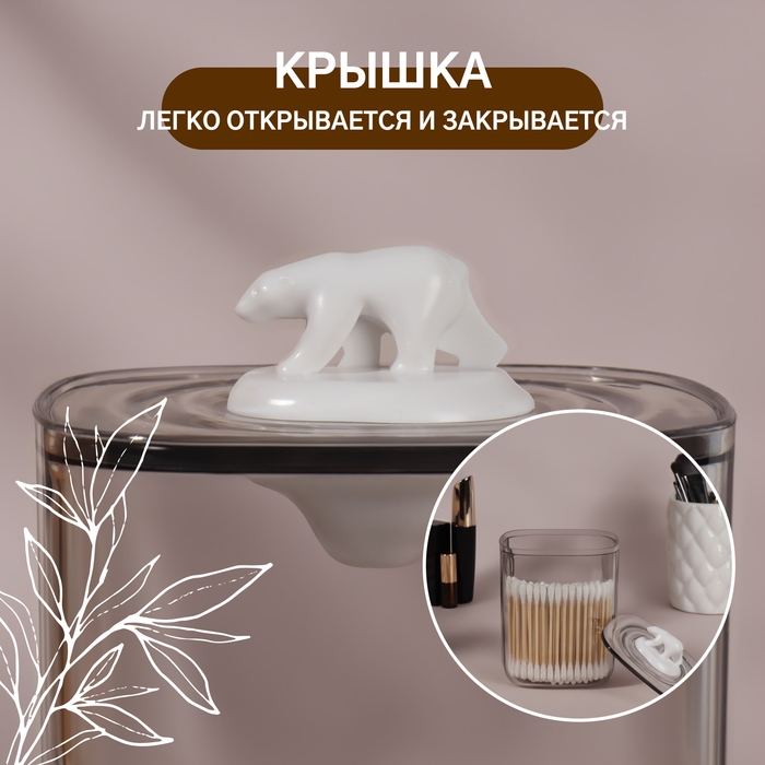 Органайзер для хранения &laquo;Медведь&raquo;, с крышкой, 9 &times; 9 &times; 13,5 см, цвет прозрачный