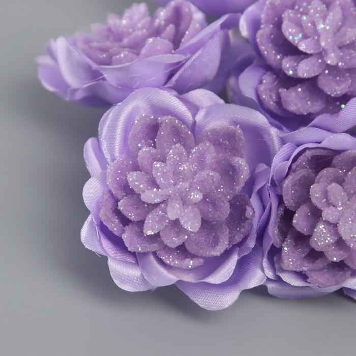 Декор для творчества Декор для творчества "Камелия" фиолетовый (1 набор=1 букет) в букете 6 шт 4х11 см