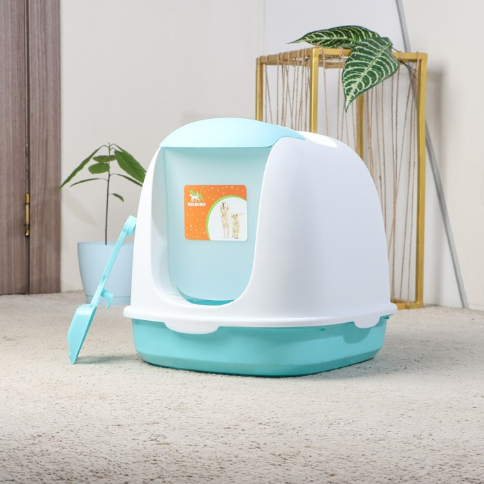 Туалет закрытый с совком, 47 х 40 х 39 см, бело-голубой Туалет закрытый с совком, 47 х 40 х 39 см, бело-голубой