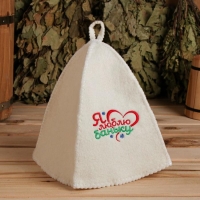 Банная шапка с вышивкой "Я люблю баньку!" Банная шапка с вышивкой "Я люблю баньку!"