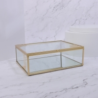 Органайзер для хранения &laquo;GREAT&raquo;, с крышкой, стеклянный, с зеркальным дном, 1 секция, 20 &times; 16 &times; 6,5 см, цвет прозрачный/медный