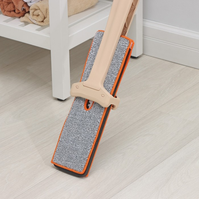 Швабра с отжимом Доляна, двусторонняя насадка из микрофибры 38&times;12 см, стальная ручка 134 см