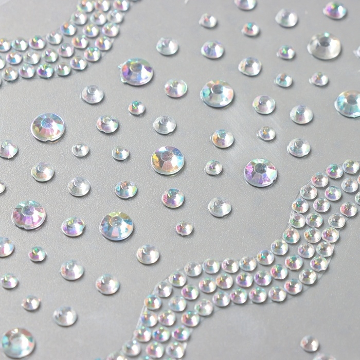 Наклейка пластик стразы "Река" серебро 22,5х11,5 см