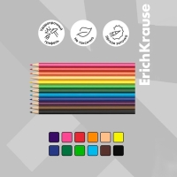 Карандаши 12 цветов ErichKrause Basic, дерево, шестигранные, 2.6 мм грифель, картонная упаковка, европодвес Карандаши 12 цветов ErichKrause Basic, дерево, шестигранные, 2.6 мм грифель, картонная упаковка, европодвес