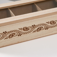 Шкатулка дерево с делениями "Цветочный узор" 24х9,8х7 см Шкатулка дерево с делениями "Цветочный узор" 24х9,8х7 см