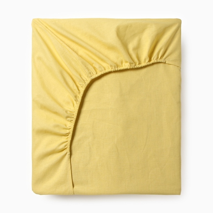 Простыня на резинке Этель 140*200*25, цв.желтый, 100% хлопок, поплин 125г/м2 Простыня на резинке Этель 140*200*25, цв.желтый, 100% хлопок, поплин 125г/м2