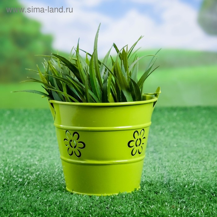 Кашпо Кашпо "Ведерко Леви" зеленое, 10х10х10см