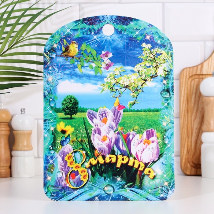 Доска разделочная большая Доска разделочная большая "8 марта. Цветы", 19,5×27,5 см