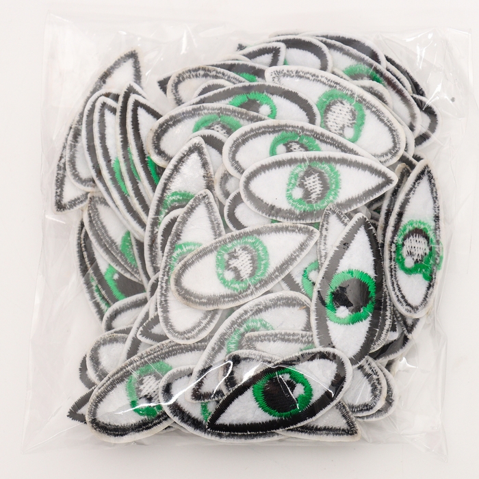 Набор термонаклеек &laquo;Глаза&raquo;: правый и левый, 1,4 &times; 3,5 см, овальный, цвет зелёный, 100 шт.