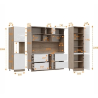Кухонный гарнитур трехуровневый под потолок Карина 3250, Белый глянец/Соно