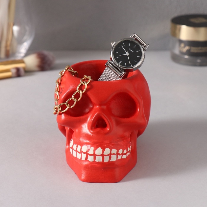 Предмет интерьера Предмет интерьера "Череп " 7*10см красный, белые зубы