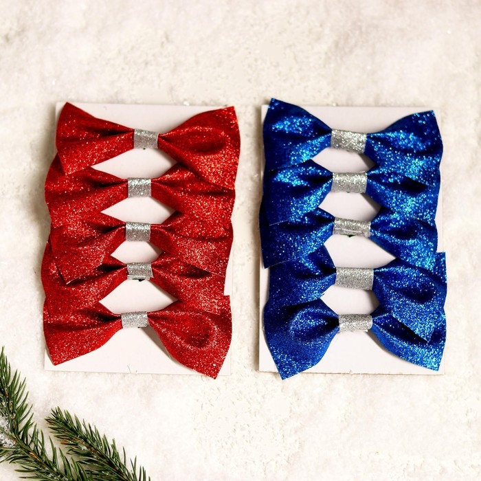 Новогодний декор на ёлку &laquo;Бантики&raquo; набор 5 шт., цвет МИКС