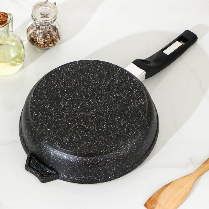 Сковорода &laquo;Гранит Star&raquo;, d=22 см, стеклянная крышка, антипригарное покрытие, тёмно-синий