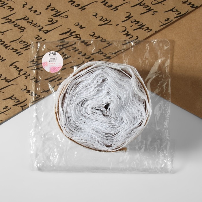 Лента из джута &laquo;Кружево&raquo;, 60 мм, 4,5 &plusmn; 0,5 м, цвет белый