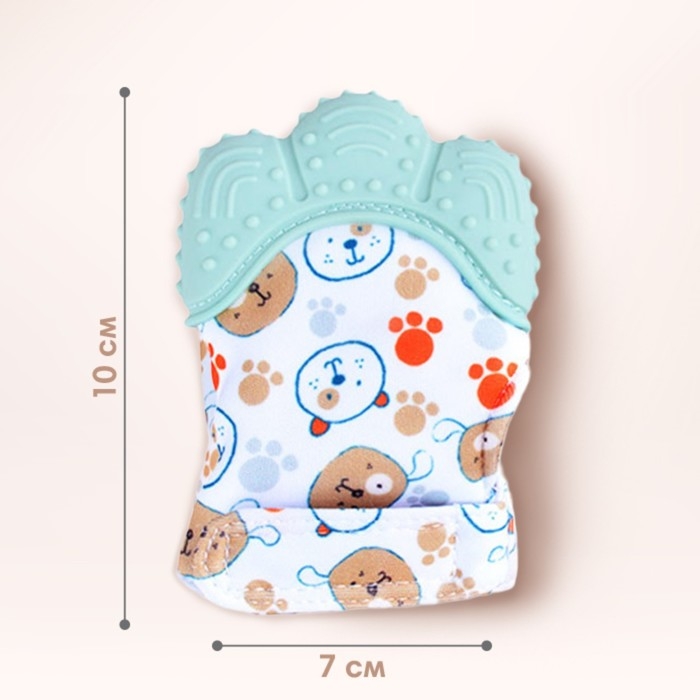 Прорезыватель-рукавичка «Собачки», цвет мятный, Крошка Я Прорезыватель-рукавичка «Собачки», цвет мятный, Крошка Я