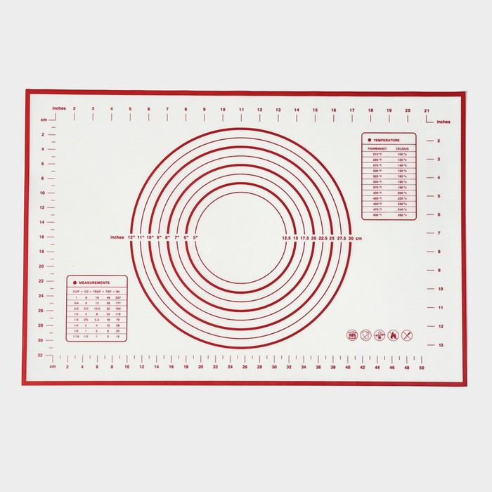 Армированный коврик с разметкой, силикон, 40&times;60 см, цвет белый
