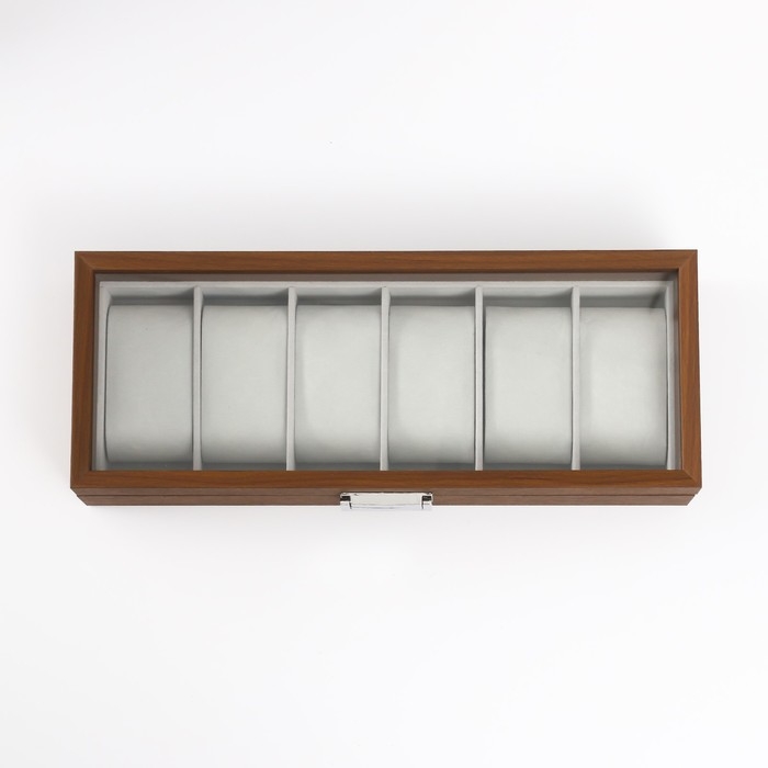 Шкатулка дерево под часы 6 отделений Шкатулка дерево под часы 6 отделений "Коричневая" 8х31х11 см