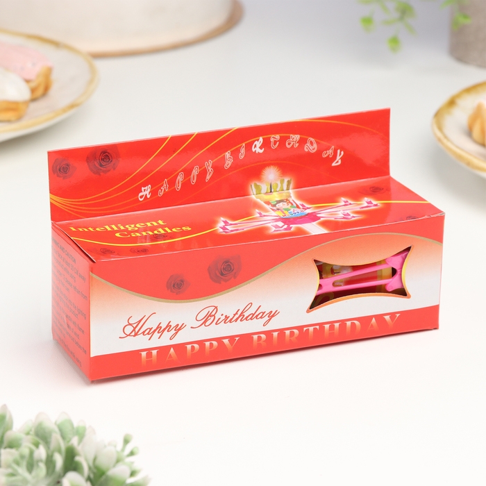 Свеча для торта музыкальная "Цветок", розовая, 15&times;5 см