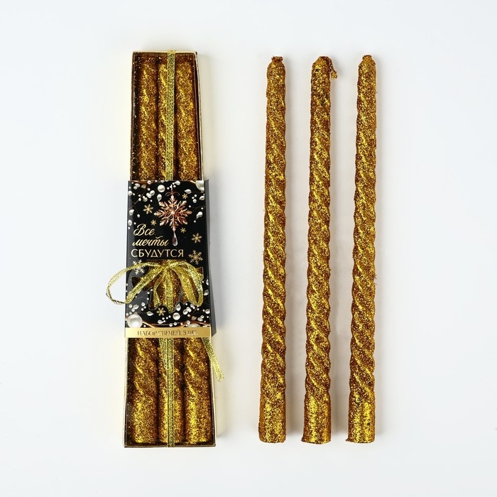 Новогодние свечи витые &laquo;Новый год: Мечты сбудутся&raquo; 3 шт