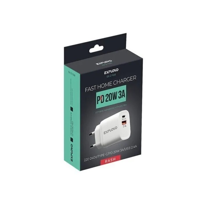 Сетевое зарядное устройство Exployd EX-Z-1128, USB/USB-C, 3 А, 20 Вт, быстрая зарядка Сетевое зарядное устройство Exployd EX-Z-1128, USB/USB-C, 3 А, 20 Вт, быстрая зарядка