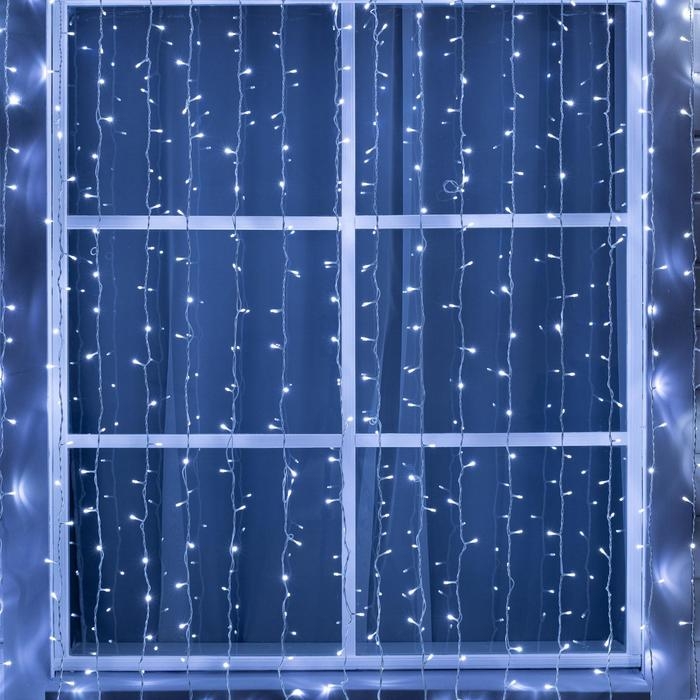Гирлянда «Занавес» 2 × 9 м, IP44, УМС, белая нить, 1800 LED, свечение белое, 220 В Гирлянда «Занавес» 2 × 9 м, IP44, УМС, белая нить, 1800 LED, свечение белое, 220 В