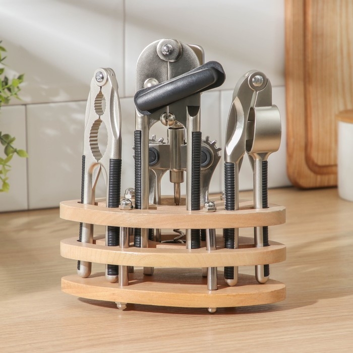 Набор кухонных инструментов &laquo;Велес&raquo;, 4 предмета, на подставке