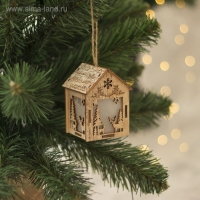 Ёлочная игрушка «Домик с оленем», от батареек, свечение тёплое белое Ёлочная игрушка «Домик с оленем», от батареек, свечение тёплое белое