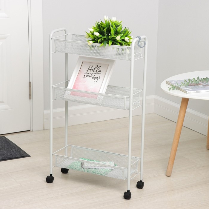 Этажерка на колёсиках &laquo;Ладья 1К&raquo;, 3 яруса, 44&times;17&times;75,5 см, цвет серый