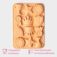 Форма для шоколада Доляна &laquo;Чемпион&raquo;, сиилкон, 12 ячеек, 24&times;16&times;2 см, цвет оранжевый