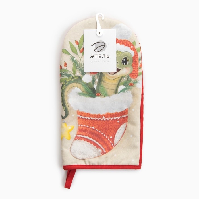 Новый год. Символ года 2025. Змея. Варежка-прихватка Этель Surprise 15х28см,саржа, 100% хл, ватин 250г/м2