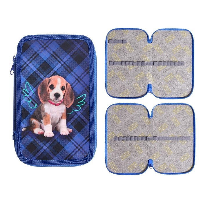 Пенал 2 секции, 125 х 205 х 40 мм, Calligrata 30П26/2 Пенал 2 секции, 125 х 205 х 40 мм, Calligrata 30П26/2 "Пёсик", ламинированный картон