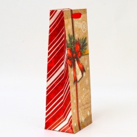 Новый год. Пакет подарочный новогодний под бутылку &laquo;Почта&raquo;, 13 x 36 x 10 см.